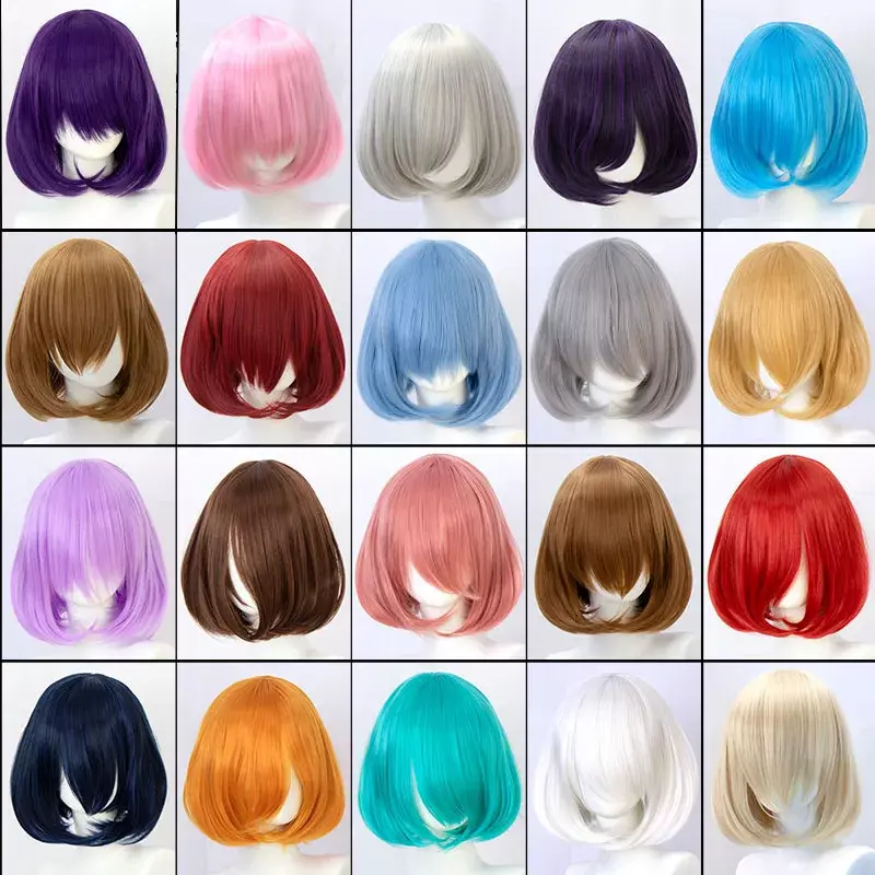 Женский синтетический парик для косплея «Лолита» с короткими прямыми волосами, 35 см