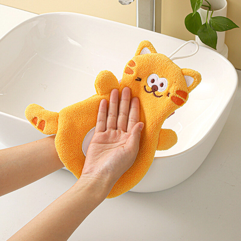 1PC Cute Animal Coral Velvet Wipe Your Hand Towel Coral Velvet Cartoon Animal Wipe The Towel Kitchen Water Absorption Towel