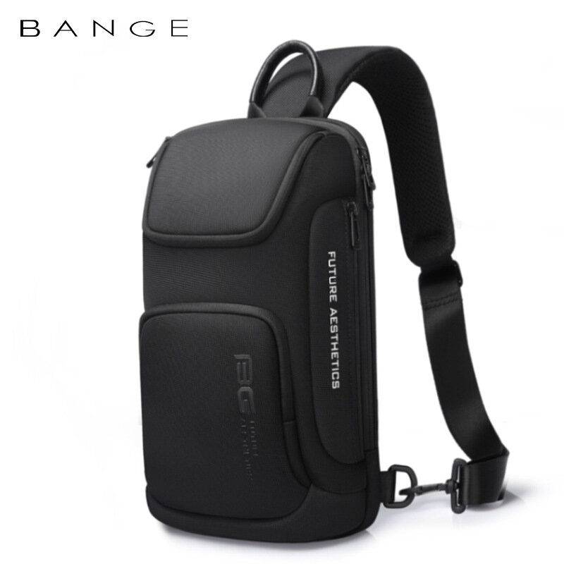 BANGE tas selempang pria, tas dada kapasitas besar ultra ringan dan Portabel Multi saku tahan air untuk iPad 9.7"