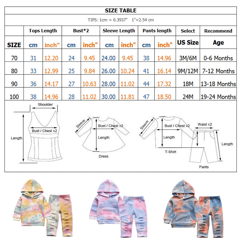 Spring Girls Clothes Set Tie Dye Printed Hoodie Cotton Long Sleeve Tops Long Pants Fashion 2Pcs Outfit Toddler Baby Boy Clothing