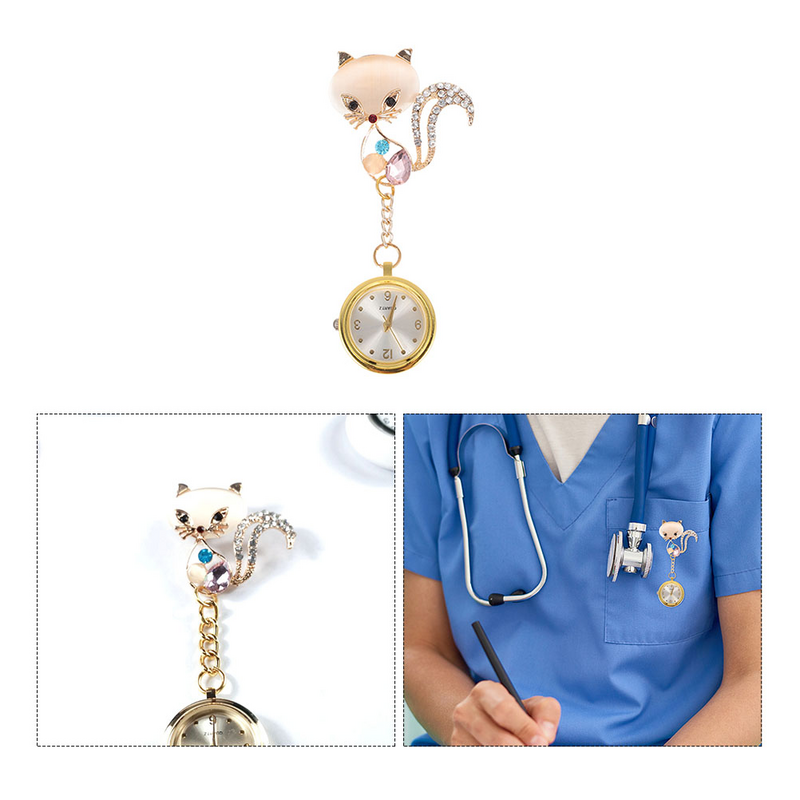 Peito Relógio Clip-on Decoração Broche, Delicado Médico Decoração para Enfermeiros, Liga De Bolso