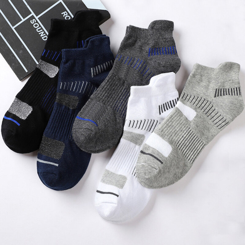 3Pairs Casual Men's Socks Spring Summer Black White Gray Blue Cotton Boat Socks Men Sock Breathable Sweat-absorbing Sock for Men