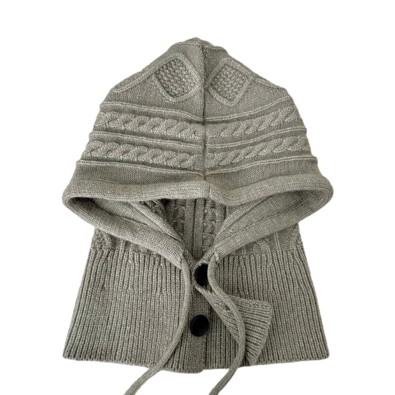 Chapeau châle en tricot 2 en 1, chapeau à capuche, cagoule cyclisme/gants, accessoires DXAA