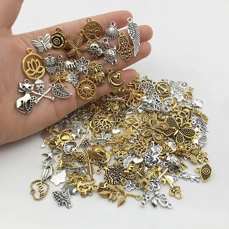 30/100pcs Vintage gemischte Metall Tier Vögel Charms Perlen handgemachte DIY Armband Anhänger Halskette Clips Schmuck machen Ergebnisse