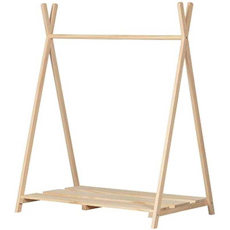 Clothes Rack for Kids-Natural Pine  baby wardrobe plastic  baby closet