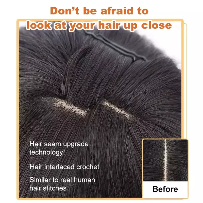 ALXNAN-peluca sintética marrón oscuro para mujer, pelo con flequillo, resistente al calor, fiesta, uso diario Natural