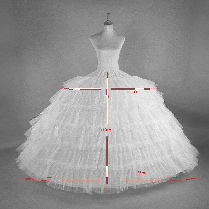 6 Hoops Petticoat Crinoline hoop skirt Princess Cosplay dress bustle Underskirt for Wedding Dress