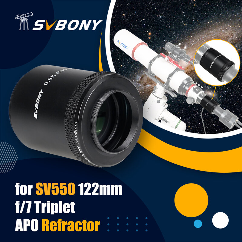 SVBONY SV209 Redutor focal/achatador de campo 0,8x para SV550 122mm f/7 Triplet APO Refrator preto