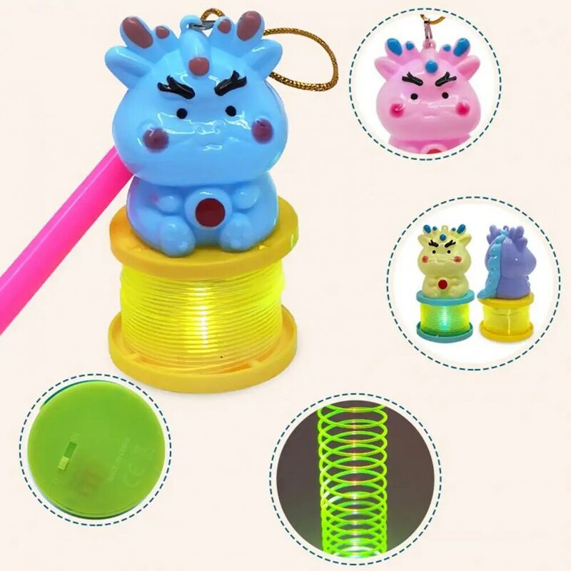 Mainan lucu lingkaran pelangi portabel hewan peliharaan lucu lentera naga desain genggam Festival Lentera untuk anak-anak kreatif mainan sulap
