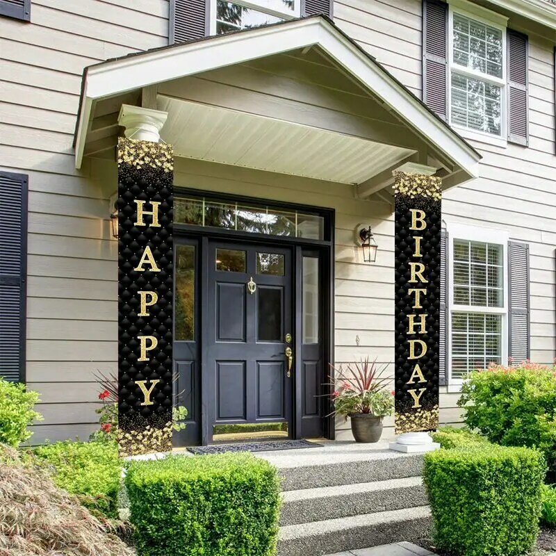 Pancarta de puerta de feliz cumpleaños dorada, decoración de fiesta de cumpleaños, decoración de puerta de feliz cumpleaños para el hogar, recuerdos de cumpleaños para adultos, 30x180cm