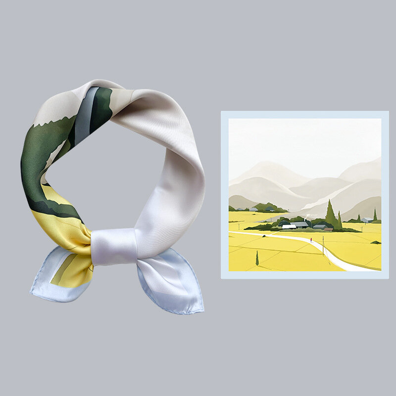 Ultra-Soft Simulated Silk Scarf for Women, Ideal for Everyday Wear and Travel, Versatile and Chic, Small Size Square Scarf, 53cm