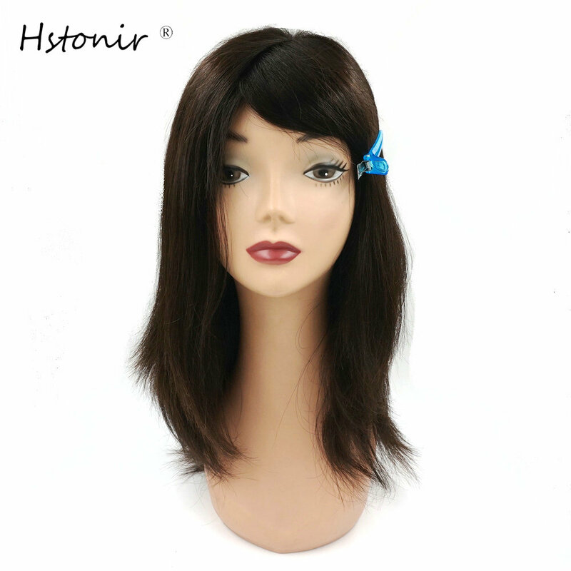 Hstonir real europeu remy cabelo dobrado laço e poli revestimento na frente peruca branca moda feminina substituição do cabelo estoque g028