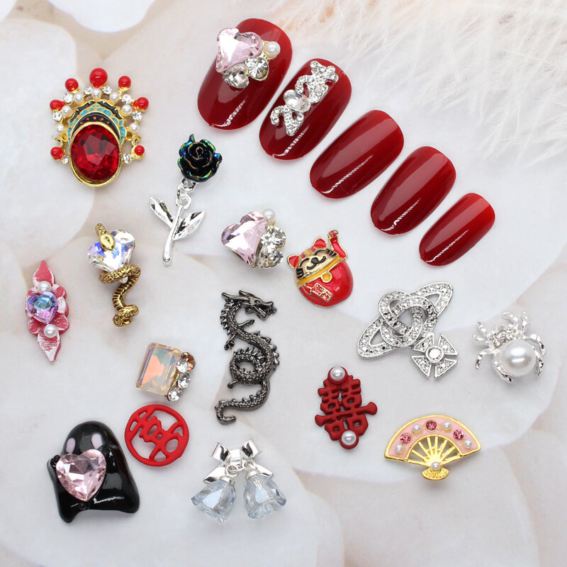 5 pz/lotto 3D Nail Charms lega di metallo Nail Art strass gioielli per Manicure per accessori per unghie fai da te senza unghie donna regalo per bambini