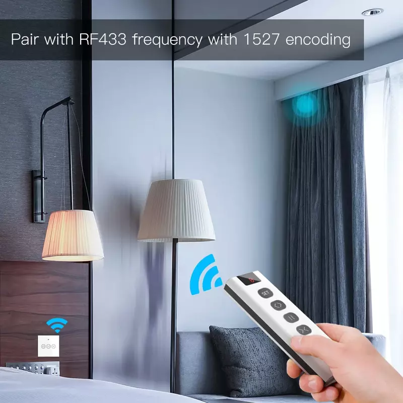 Controle remoto rf433 9 canais para interruptor de cortina wifi, módulo de persianas rf de rolo, acessórios de cortina alimentado por bateria, emissor