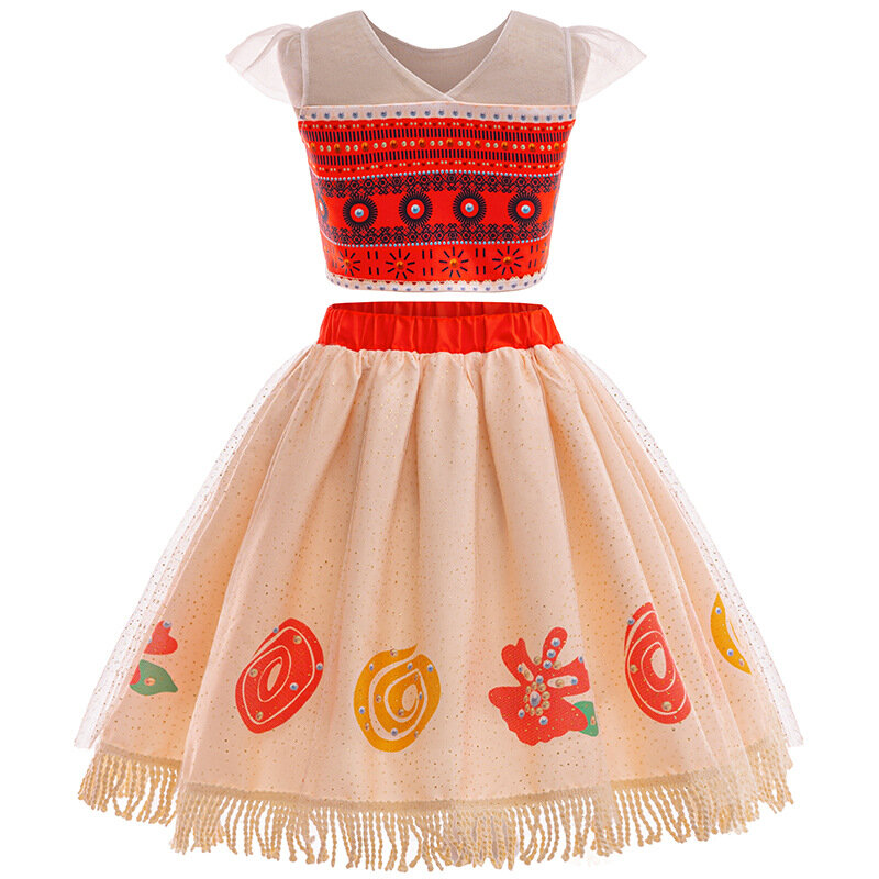 2024 Платье Принцессы Диснея для девочек, Детский костюм для косплея на Хэллоуин, Моана, детский праздничный пляжный костюм на день рождения, комплект одежды
