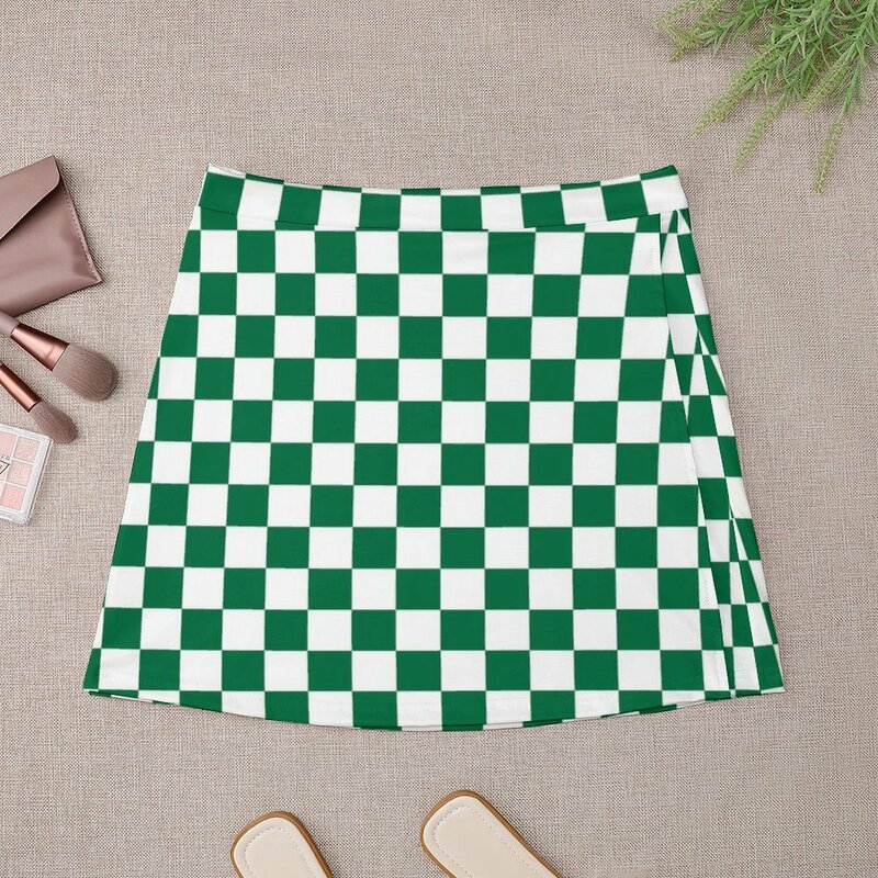 الأبيض والكادميوم الأخضر الشطرنج تنورة صغيرة الكورية ملابس الصيف اليابانية