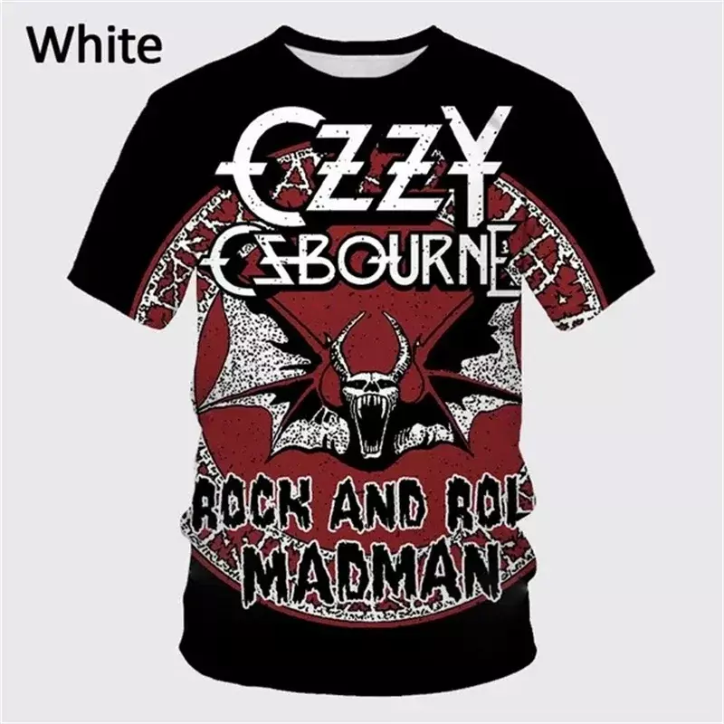 Kaus print 3D Ozzy Band Punk Band Rock T-Shirt Fashion Rapper kreatif pakaian lengan pendek atasan Retro kasual kaus 3D