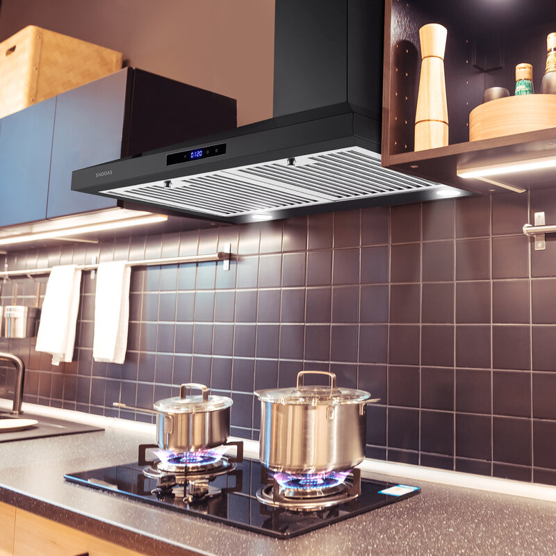 Tieasy 30 cali 450 CFM filtry stałe z panelem dotykowym okap światła LED do kuchni 2475