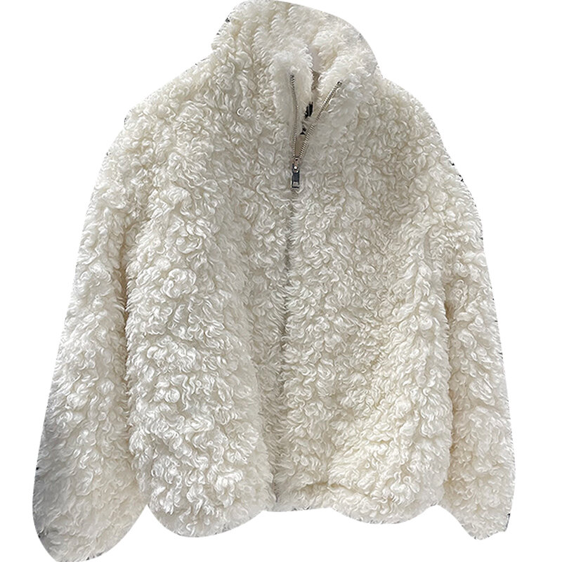 Женское плотное теплое шерстяное пальто, осенне-зимняя пушистая куртка с длинным рукавом и искусственным мехом, Женская шикарная мягкая теплая пушистая верхняя одежда, Топ