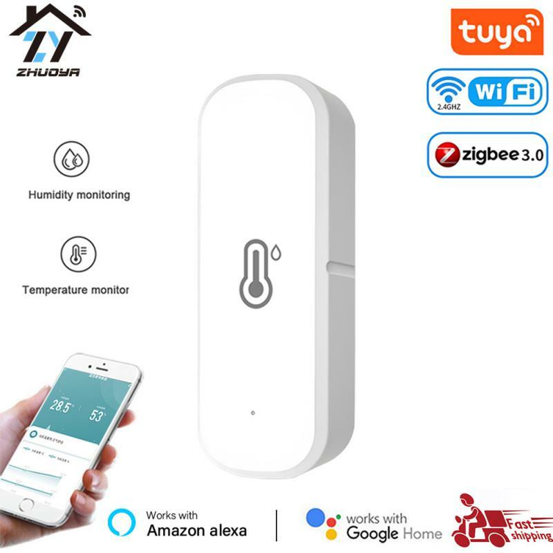 Sensor de temperatura e umidade inteligente ZY-Tuya, Termômetro interno em casa, Higrômetro ZigBee, Trabalhe com Alexa, Google Home, Wi-Fi