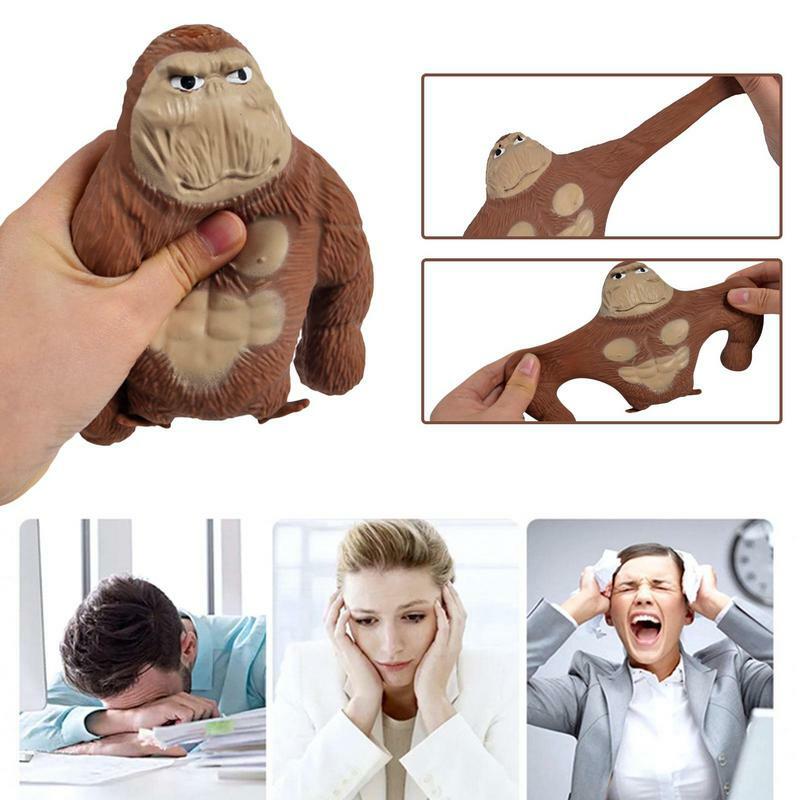 Juguete hinchable de mono divertido, muñecas sensoriales de StressHandicraft para adultos y niños, gorila de goma que exprime para diversión y relajación