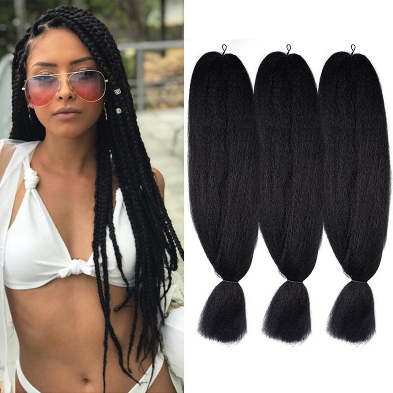 5 Pcs/Lot 48inch 100g Jumbo Braiding Black Color Kanekalon Synthetic Braids Afro Kinky Bulk Hair Extensions Fiber for Twist