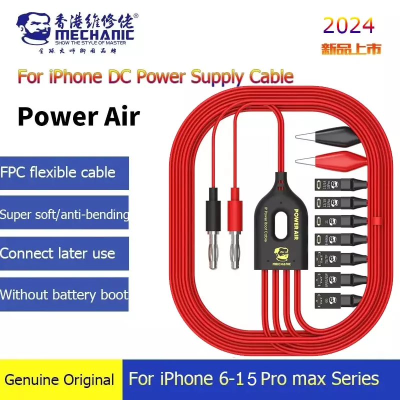 Mechanic Power Air cabo de teste atual do telefone, fonte de alimentação DC para iPhone 6-14 Mini, 15 Pro Max, Reparação Motherboard, Boot On e Off Line