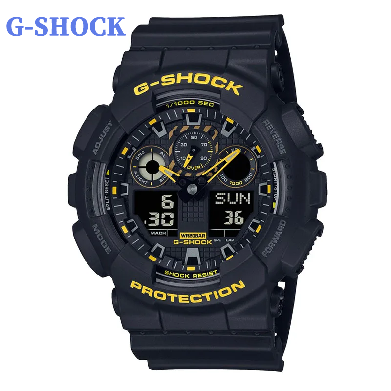 G-SHOCK Bomb arloji pria ahli pembuangan GA-100CF, jam tangan kuarsa pria Fashion olahraga tampilan ganda tahan guncangan baru