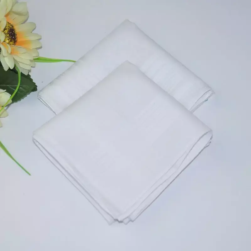 Männliches Quadrat 35cm 100% Baumwolle weiß Tisch Satin Taschentuch Handtuch Taschentuch weiß reinste DIY leere Männer Party Geschenk