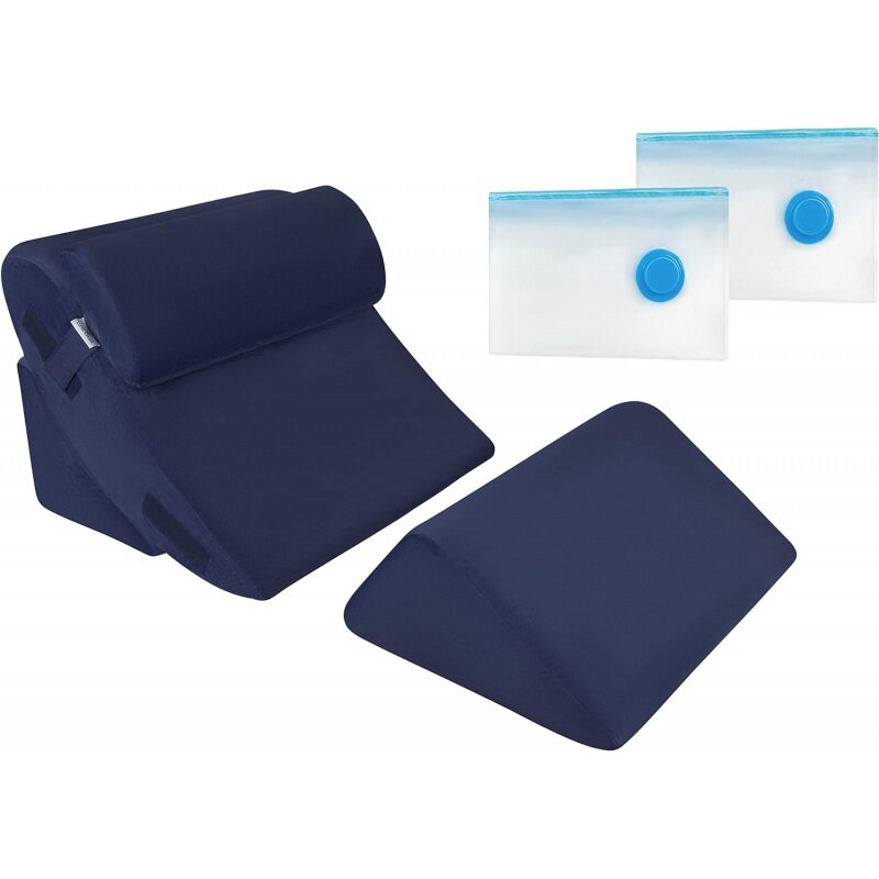 Set bantal baji tempat tidur ortopedi isi 4 buah, Set bantal penyangga kepala untuk operasi, santai, punggung dan punggung dapat disesuaikan, bantalan memori segitiga