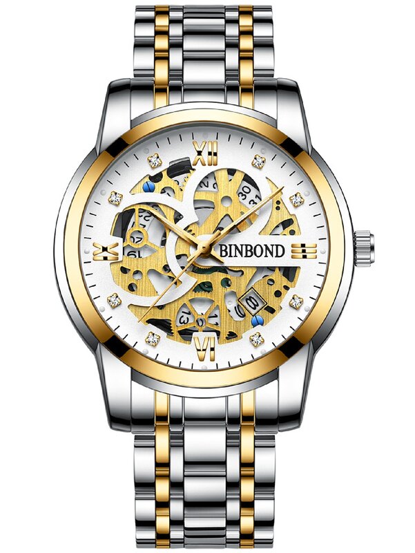 Мужские часы, Роскошные мужские часы, водонепроницаемые светящиеся часы из нержавеющей стали, спортивные кварцевые часы, мужские деловые наручные часы с датой 6656