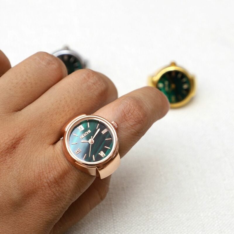 Винтажные ювелирные часы, модные цифровые часы, круглые кварцевые кольца на палец, эластичные кольца, часы-кольца