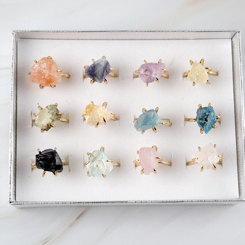 Cincin kristal wanita, 3 pcs/Set perhiasan pesta perak Amethyst dapat disesuaikan hadiah perhiasan Opal