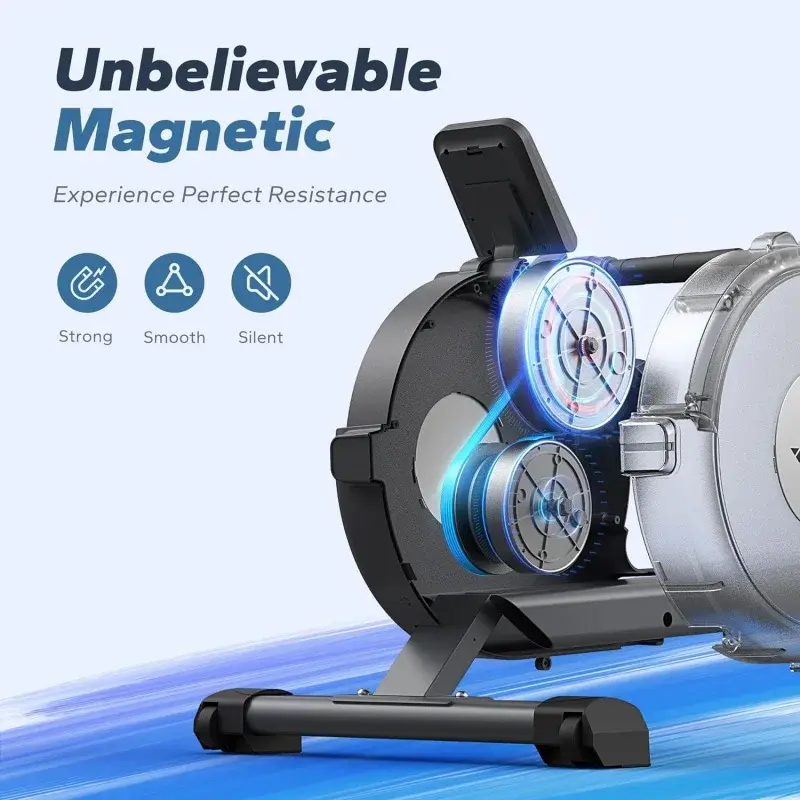 MERACH 가정용 마그네틱 로잉 머신, 16 단계 저소음 저항, 듀얼 슬라이드 레일, 최대 350lb 무게추