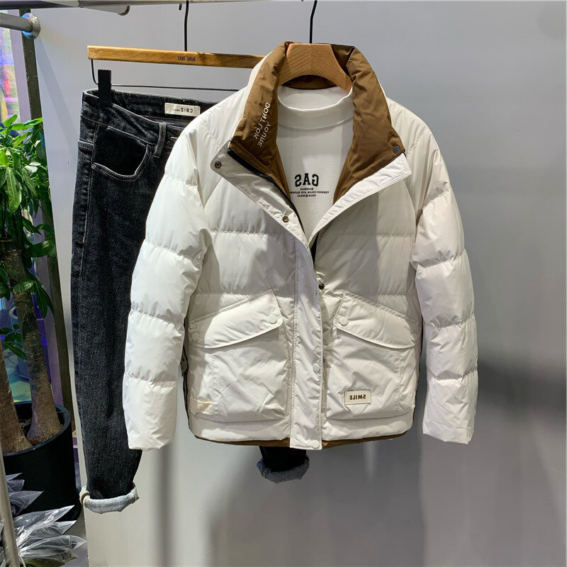 남성용 두꺼운 스탠드 칼라 코트 재킷, 캐쥬얼 따뜻한 외투, 유명 스트리트 웨어, 패션 파카, 2023 겨울 신상, Z47