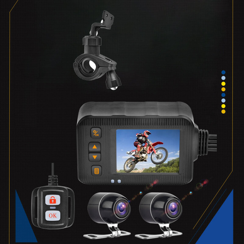 1 zestaw wielofunkcyjny wyświetlacz motocyklowy DVR Divi-Screen wygodny kamera na deskę rozdzielczą motocyklowy 2-Cal 120 stopni dla roweru