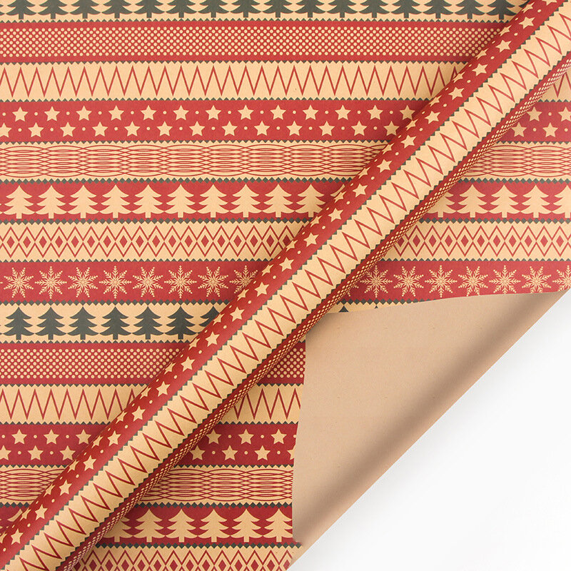 1ロールレトロクリスマスラッピング紙シートラップクラフトペーパーウェディングキッズバースデーホリダシャワーパッキング装飾紙50x70cm