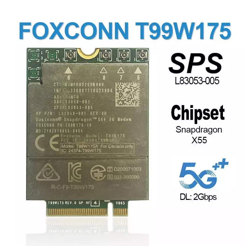 Módem 5G para PC hp Spectre X360 13T-AW200 CONVERTIBLE, tarjeta SA # L83050-001 X55, T99W175, 5G, NR, M.2, 5G