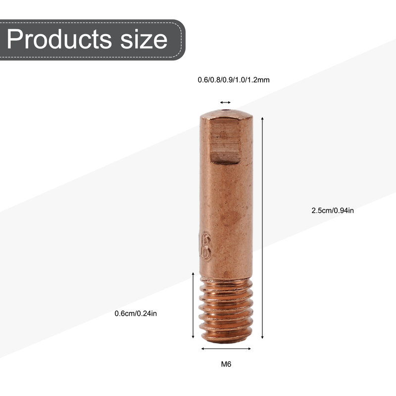 용접 도구 노즐 용접 토치 구리 M6 스레드 용접 노즐, 용접 토치, 0.6mm, 0.8mm, 0.9mm, 1.0mm, 1.2mm 액세서리