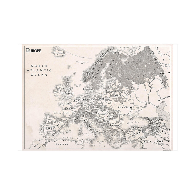 Foldable Spray Non-woven Fabric European Map In English 100*70cm Living Room Home Decoration Education Office Supplies