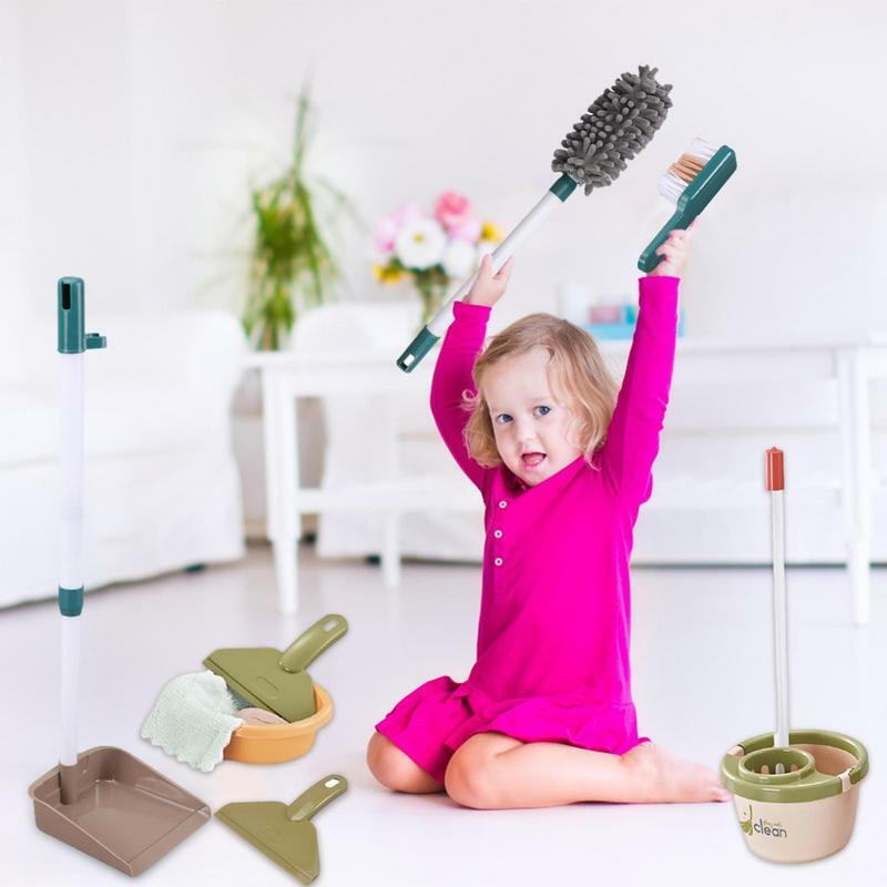 Udawana zabawa zestaw czyszczący przenośne udawane zabawki do czyszczenia edukacyjne zabawki dla małych dzieci do czyszczenia domu wielokrotnego użytku