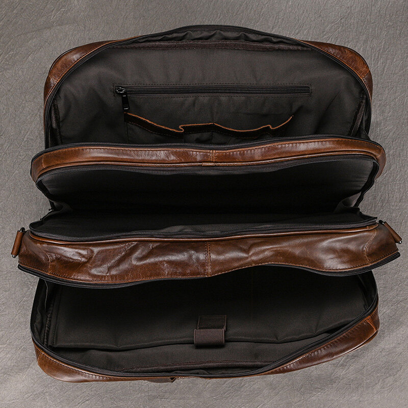 Newsbirds-maletín de cuero auténtico para oficina, bolsa de trabajo para ordenador portátil de 17 pulgadas, maletín para Notebook, bolsos de viaje