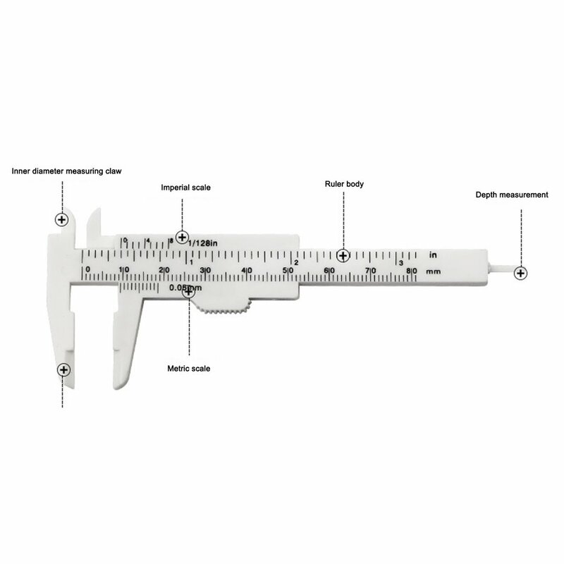 0-80mm dupla escala plástico vernier pinça mini régua ferramenta de medição precisa padrão vernier caliper
