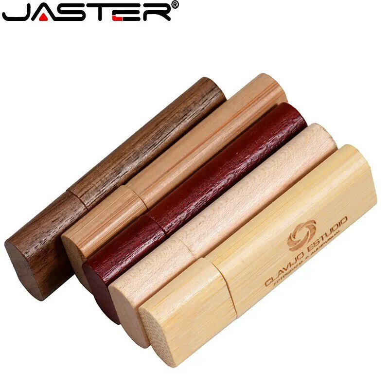 JASTER-Unidad Flash USB 2,0 de madera, pendrive de alta velocidad con logotipo personalizado gratuito, 128GB, 64GB, regalo de negocios creativo