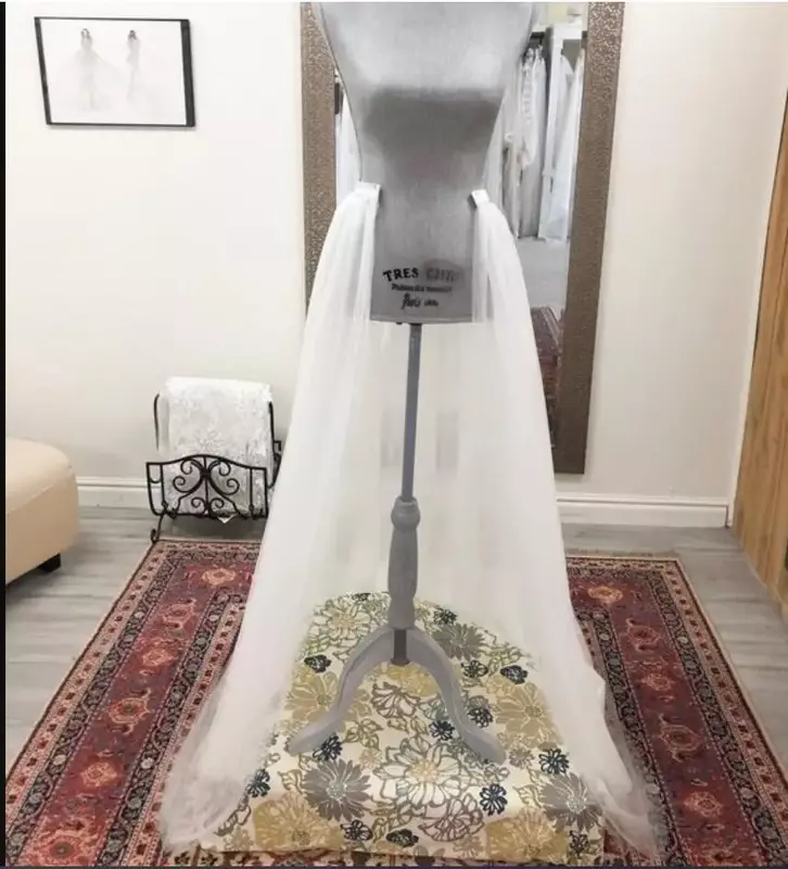 Съемная юбка из тюля со съемным шлейфом, свадебная Юбка со шлейфом для часовни