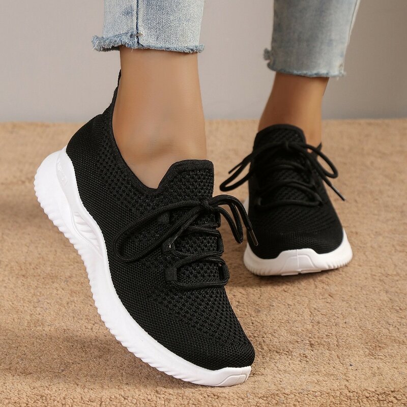 Кроссовки женские сетчатые на шнуровке, дышащие уличные прогулочные туфли, маленький белый цвет, круглый носок, нескользящая толстая подошва, обувь для тенниса