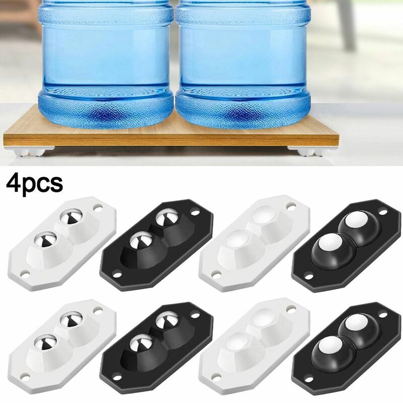 4Pcs Mini Self Adhesive Swivel Wheels Universal Ball Pulley Swivel Rollers Mute Steel Ball Pulleys for Storage Wheels