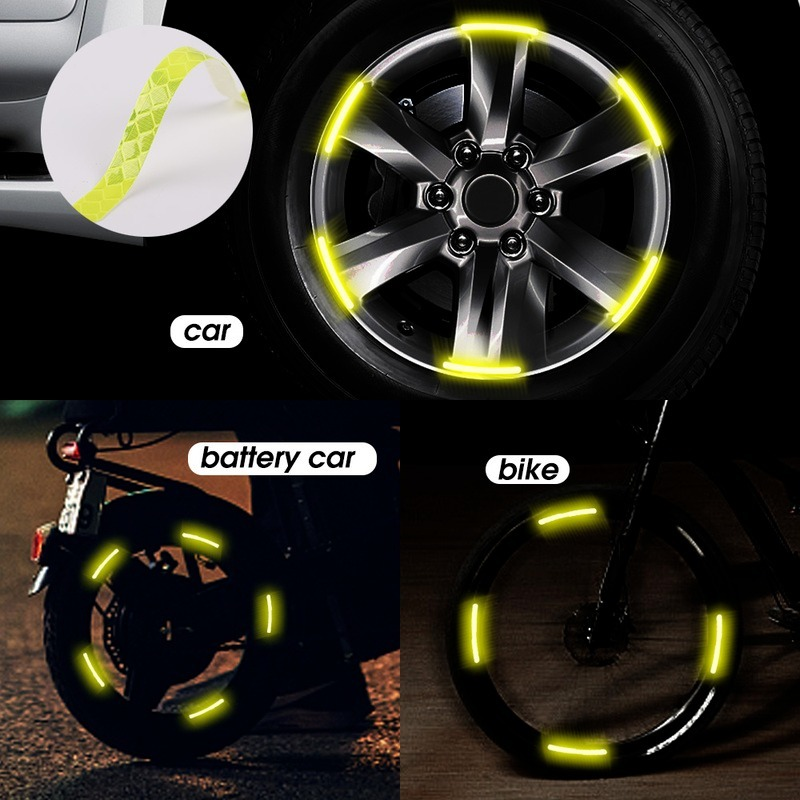 20/40 Buah Roda Mobil Stiker Reflektif Hub Ban Strip Peringatan Keselamatan Mobil Sepeda Motor Sepeda Hub Styling Malam Reflektor Decal
