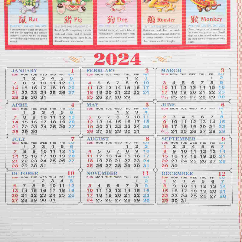 Chinese New Year Chinese Schedule Calendars Traditional Scroll Chinese Schedule Calendar Ornament Year Of Dragon Home Decoration