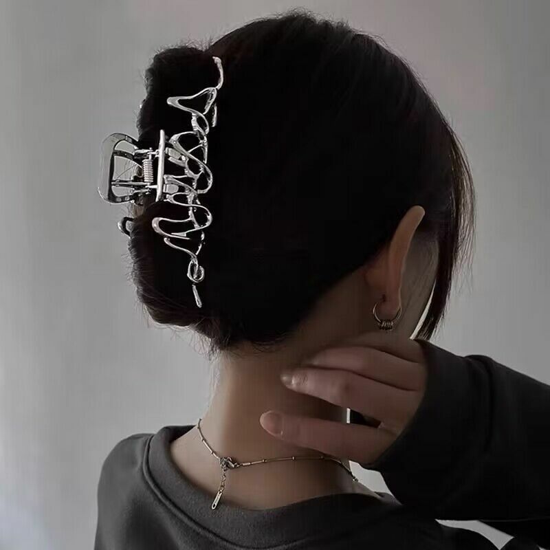 2023 Korean Metal Geometric Hair Claws Barrettes Elegant Hair Clips Crab Hollow Out Hairpin Headwear Women Girl Hair Accessories